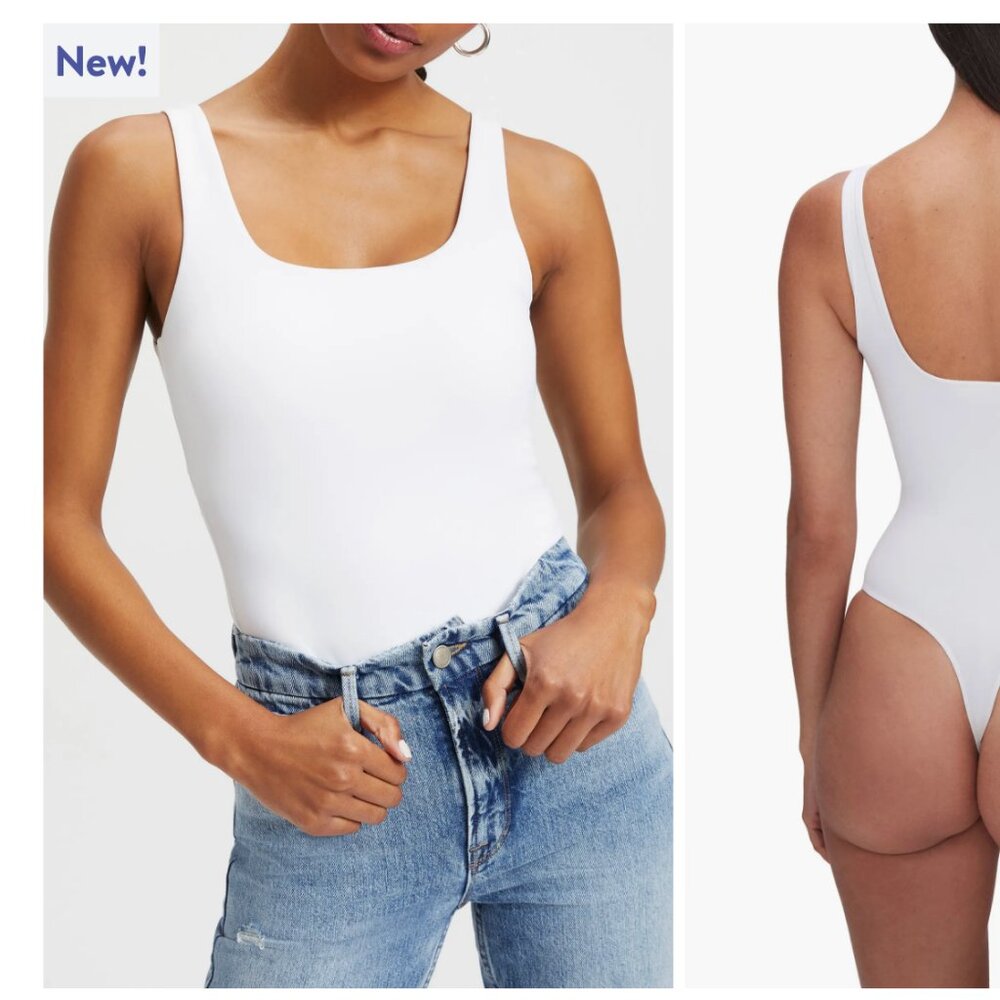 Good American White Scuba Modern Tank Thong Bodysuit Small